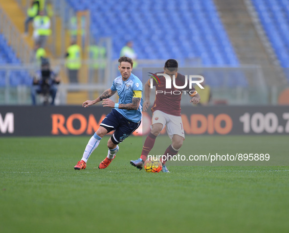 Lucas Biglia and Iago Falque during the Italian Serie A football match A.S. Roma vs S.S. Lazio at the Olympic Stadium in Rome, on november 0...
