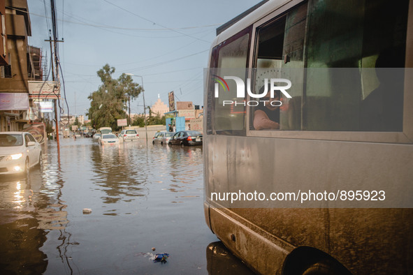 Fast flooding in Erbil, norther Iraq, on November 8, 2015. 
