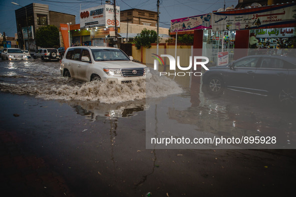 Fast flooding in Erbil, norther Iraq, on November 8, 2015. 