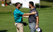 Adri Arnaus of Spain and Jon Rahm during the Acciona Open Espana 2022 on October 06, 2022...