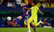 Aleksandar Jukic (L) of FK Austria Wien competes for the ball with Johan Mojica of Villarr...