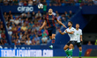 Roberto Soldado (L) of Levante UD in action next to Ruben Alves of Real Racing Club de San...