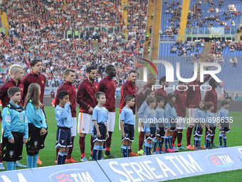 As Roma during the Italian Serie A football match A.S. Roma vs S.S. Lazio at the Olympic Stadium in Rome, on november 08, 2015. (