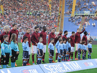 As Roma during the Italian Serie A football match A.S. Roma vs S.S. Lazio at the Olympic Stadium in Rome, on november 08, 2015. (