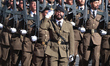 Troops march during a military parade on the national holiday known as "Dia de la Hispanid...