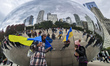 Members of Ukrainian diaspora attend a demonstration of solidarity with Ukraine. Chicago,...
