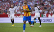 Samuel Lino of Valencia CF reacts as he fails to score during the La Liga Santader match b...