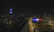 La Moneda's palace is lit with the colors of France's flag, in solidarity with France afte...