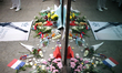 People lef flowers, candles and messagens in front of the Consulate of France in Sao Paulo...