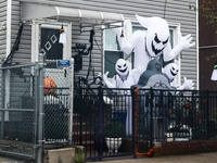 Halloween decorations are seen outside a house in Queens, New York, United States, on October 26, 2022. (