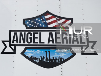 Angel Aerial Corporation logo is seen on a vehicle in New York, United States, on October 26, 2022. (