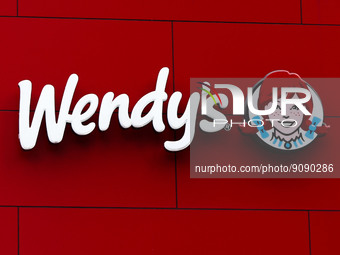 Wendy's logo sign is seen in New York, United States, on October 26, 2022. (