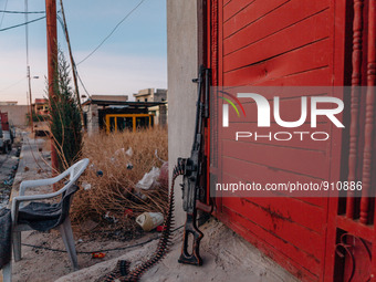 Weapon on November 14, 2015 in Sinjar, Iraq. Kurdish forces, with the aid of months of U.S.-led coalition airstrikes, liberated the town fro...