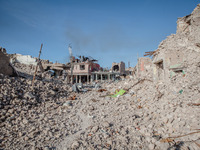 A destroyed area after air strike on November 14, 2015 in Sinjar, Iraq. Kurdish forces, with the aid of months of U.S.-led coalition airstri...