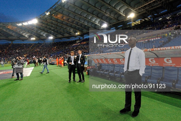 Rome, Italy - 25th Apr, 2014. Clarence Seedorf head coach of AC Milan during Football / Soccer Italian Serie A match between AS Roma and AC...