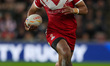 Tonga's Mosese Suli in action during the 2021 Rugby League World Cup Pool D match between...