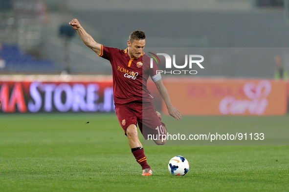 Rome, Italy - 25th Apr, 2014. Totti during Football / Soccer Italian Serie A match between AS Roma and AC Milan at Stadio Olimpico in Rome,...