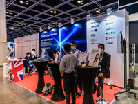 A stand of the British Government promoting investment in the United Kingdom during the Hong Kong Fintech week, in Hong Kong, on November 01...