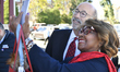 Upon arrival PA Gov. Thom Wolf takes a selfie with Councilwoman Blondell Reynolds Brown as...