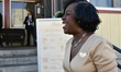 Mayoral candidate Cherelle Parker arrives as prominent members Democratic Party gather for...