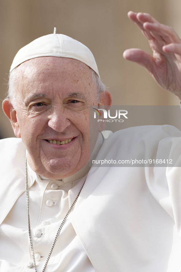 Pope Francis arrives for his weekly general audience in St. Peter's Square at The Vatican, Wednesday, Nov. 9, 2022. 