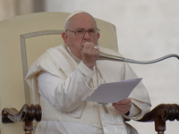 Pope Francis sepaks during the weekly general audience on November 9, 2022 at St. Peter's square in The Vatican.  (