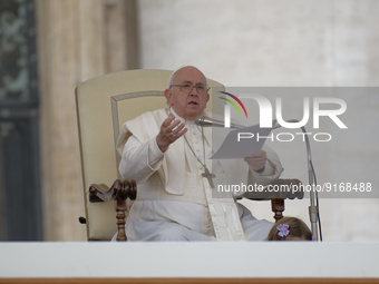 Pope Francis sepaks during the weekly general audience on November 9, 2022 at St. Peter's square in The Vatican.  (