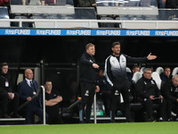 Newcastle United manager Eddie Howe and  assistant head coach Jason Tindall during the Carabao Cup Third Round match between Newcastle Unite...