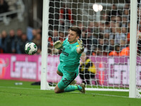 Newcastle United's Nick Pope makes his second penalty save during the shoot out to decide Carabao Cup Third Round match between Newcastle Un...