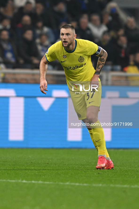 Milan Skriniar of Inter Fc during the Italian Serie A tootball match between Inter FC Internazionale and Bologna Fc on  November 9, 2022 at...