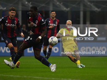 Goal Federico Dimarco of Inter Fc during the Italian Serie A tootball match between Inter FC Internazionale and Bologna Fc on  November 9, 2...