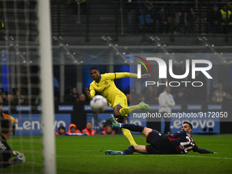 Denzel Dumfries of Inter Fc during the Italian Serie A tootball match between Inter FC Internazionale and Bologna Fc on  November 9, 2022 at...