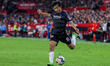 Takefusa Kubo of Real Sociedad in action during the La Liga Santader match between Sevilla...