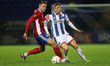 Brody Paterson of Hartlepool United in action with Callum Maycock of Solihull Moors during...