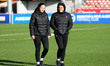 Faye Kirby of Liverpool Women and Eartha Cumings of Liverpool Women seen prior to kick off...