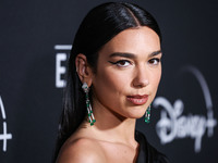 English singer and songwriter Dua Lipa arrives at Disney+'s 'Elton John Live: Farewell From Dodger Stadium' Yellow Brick Road Event held at...