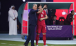Carlos Queiroz heasd coach of Iran gives instructions to Sardar Azmoun Centre-Forward of I...