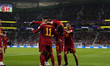 Ferran Torres Left Winger of Spain and FC Barcelona celebrates after scoring his sides fir...