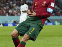 Cristiano Ronaldo Centre-Forward of Portugal reacts during the FIFA World Cup Qatar 2022 Group H match between Portugal and Ghana at Stadium...