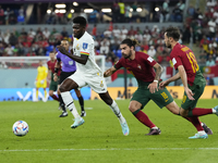 Thomas Partey Defensive Midfield of Ghana and Arsenal FC and Ruben Neves Defensive Midfield of Portugal and Wolverhampton Wanderers during t...