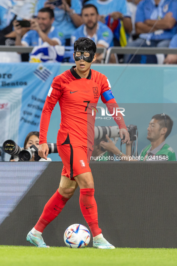 Heungmin Son  during the World Cup match between Spain v Costa Rica, in Doha, Qatar, on November 23, 2022. 