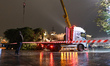 The spruce arrives on a truck to Krakow's Market Square.Christmas is fast approaching. Ch...