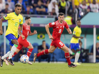 Rodrygo , Remo Freuler  during the World Cup match between Brasil vs Switzerland, in Doha, Qatar, on November 28, 2022. (