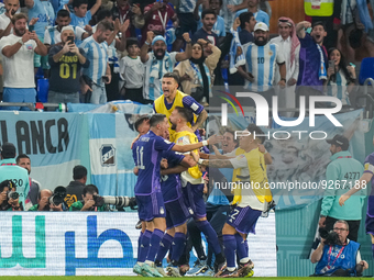 (20) MAC ALLISTER Alexis of team Argentina celebrate with his teammate after score first goal during the FIFA World Cup Qatar 2022 Group C m...