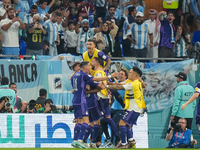 (20) MAC ALLISTER Alexis of team Argentina celebrate with his teammate after score first goal during the FIFA World Cup Qatar 2022 Group C m...
