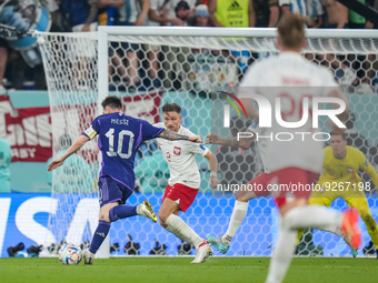 (10) MESSI Lionel of team Argentina trying to score during the FIFA World Cup Qatar 2022 Group C match between Poland and Argentina at Stadi...