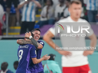 (9) ALVAREZ Julian of team Argentina celebrate with his teammate after score second goal during the FIFA World Cup Qatar 2022 Group C match...