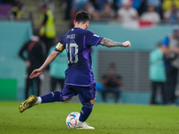 (10) MESSI Lionel of team Argentina hit penalty kick during the FIFA World Cup Qatar 2022 Group C match between Poland and Argentina at Stad...