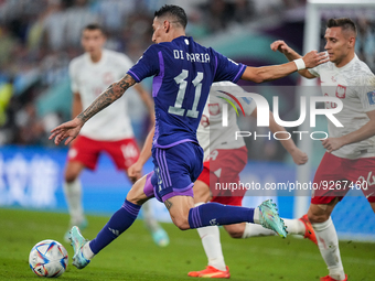 (11) DI MARIA Angel of team Argentina battle trying to score during the FIFA World Cup Qatar 2022 Group C match between Poland and Argentina...