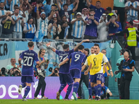 (9) ALVAREZ Julian of team Argentina celebrate with teammate after score second goal during the FIFA World Cup Qatar 2022 Group C match betw...